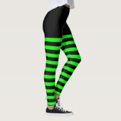 Leggings Sorcière rayée d'Halloween verte et noire (Droite)
