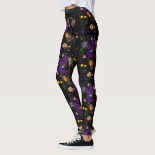 Leggings Sorcières Brûler le thé et le Motif Cottagecore