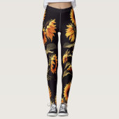 LEGGINGS SOUFFRANCES AVEC FEUILLES VERTS EN NOIR (Devant)