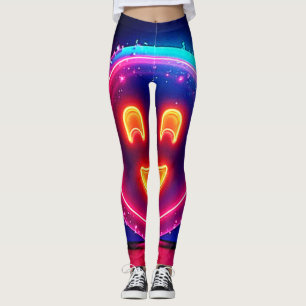 Leggings Sourire Néon : Conception de Lueur Heureuse Brilla