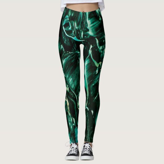 Leggings Sous la mer Turquoise de liquide éclaboussure (Devant)