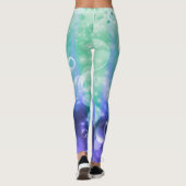 Leggings Sous les bulles de la mer Vert & Violet Océan (Dos)