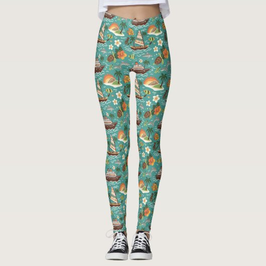 Leggings South Pacific Cruise Island Adventure Design (Devant)