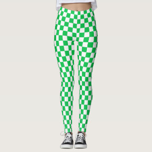 Leggings Spandex À damiers vert et blanc