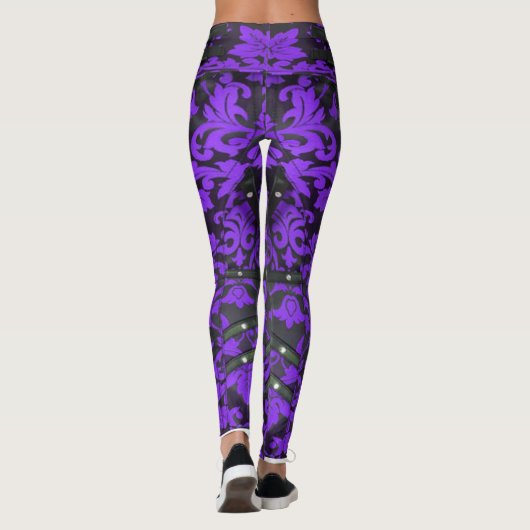 Leggings spandex de Steampunk victorien violet Flo (Dos)