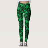 Leggings Spandex Elegant Faux Lace Vert & Noir (Devant)
