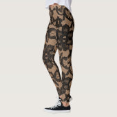 Leggings Spandex Tan & Black Elegant Faux Lace (Gauche)
