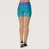 Leggings Sparkling Teal Blue Glitter Skin Tone Women's (Dos)