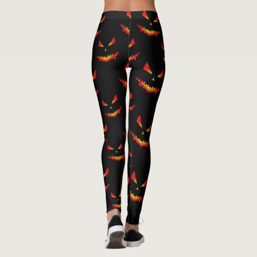 Leggings Sparkly Jack O'Lantern face motif Halloween (Dos)