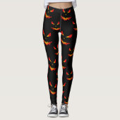 Leggings Sparkly Jack O'Lantern face motif Halloween (Devant)