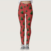 Leggings Sparkly sapin vert étincelle rouge motif (Devant)