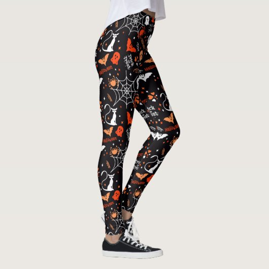 Leggings Spider Bat Chat Web Trick Ghost Halloween Éffrayan (Droite)