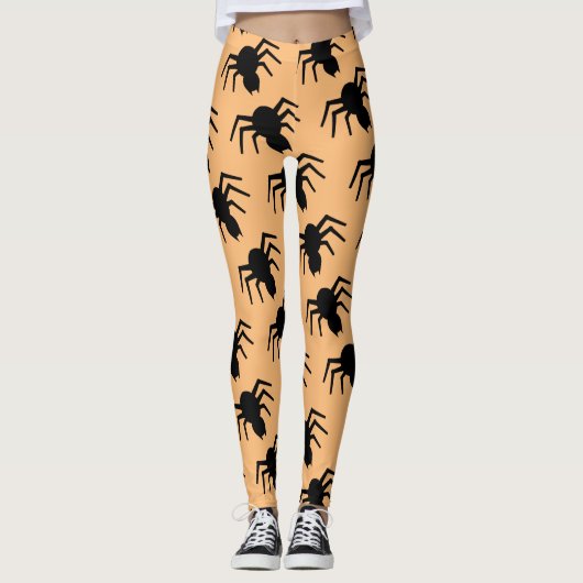 Leggings Spider motif noir orange (Devant)