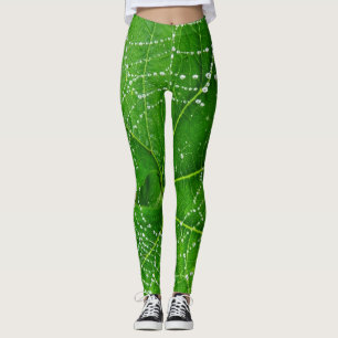 Leggings Spider Web Green Jardin Feuille Conçu Naturel