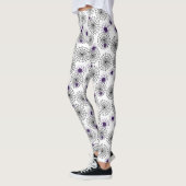 Leggings Spiderweb & araignées violettes Halloween Motif bl (Gauche)
