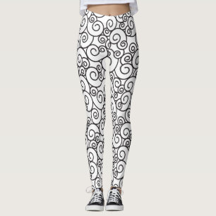 Leggings Spiral Twirly Tourbillonnant Motif noir blanc
