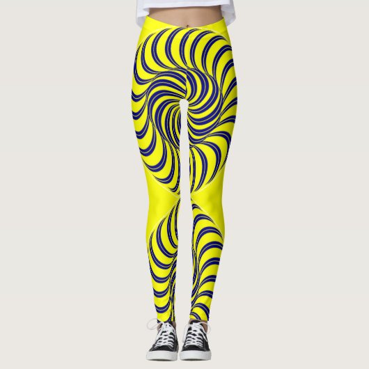 Leggings spirale bleue et jaune (Devant)