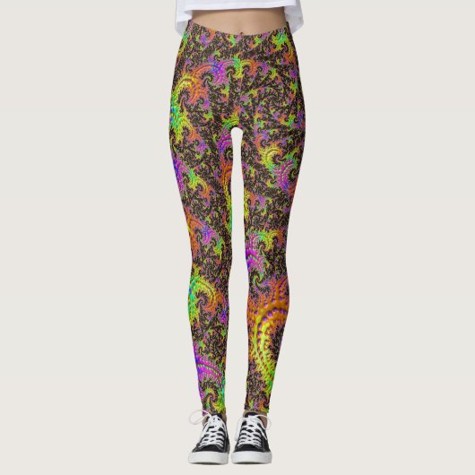Leggings Spirale colorée flashy Abstrait Digital Fractal (Devant)