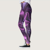 Leggings Spirale d'art fractal abstrait rose violet vif (Gauche)