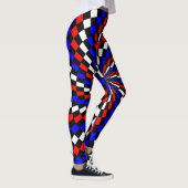 Leggings Spirale rouge blanc de Checker bleu par Kenneth Yo (Droite)