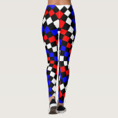 Leggings Spirale rouge blanc de Checker bleu par Kenneth Yo (Dos)