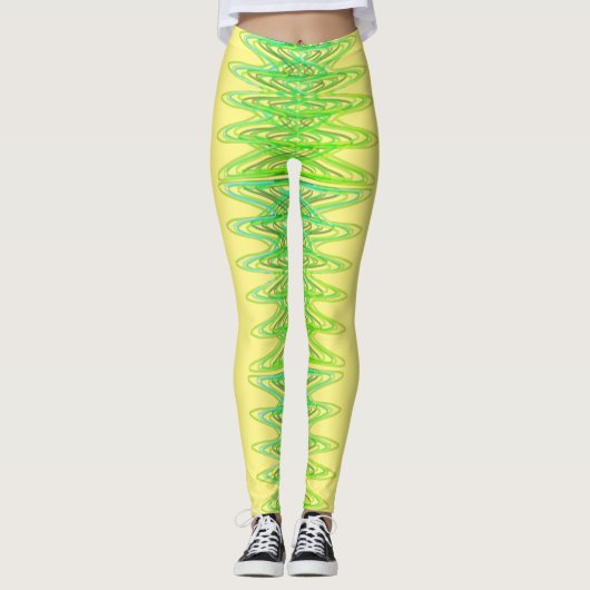 Leggings Spirales à feuillage persistant en jambe jaune (Devant)