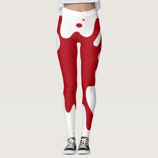 Leggings Splash Rouge & Blanc – Personnalisables (Devant)