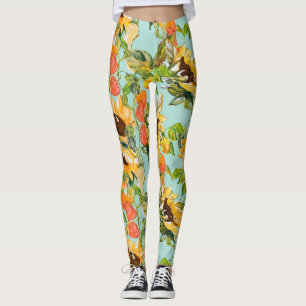 Leggings Splendor d'automne : Motif de la nature sans coutu