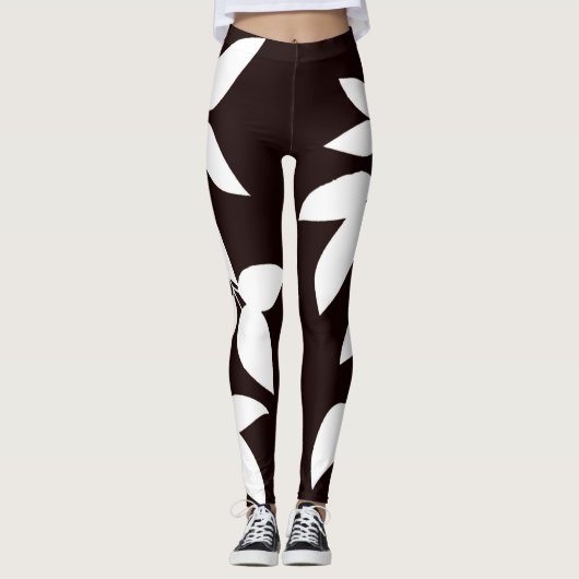 Leggings SPNP_Leggings aux feuilles blanches (Devant)