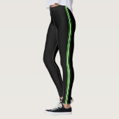 Leggings Sport athlétique rayé vert blanc noir (Gauche)