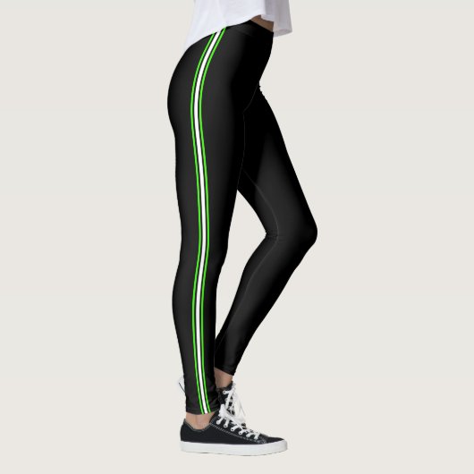 Leggings Sport athlétique rayé vert blanc noir (Droite)