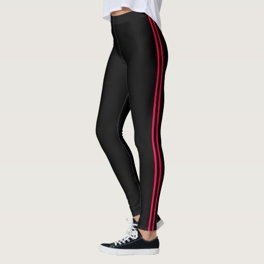 Leggings sportifs rayés rouge et noir (Gauche)