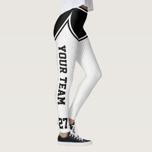 Leggings Sports White Black Outines Varsity Basketball