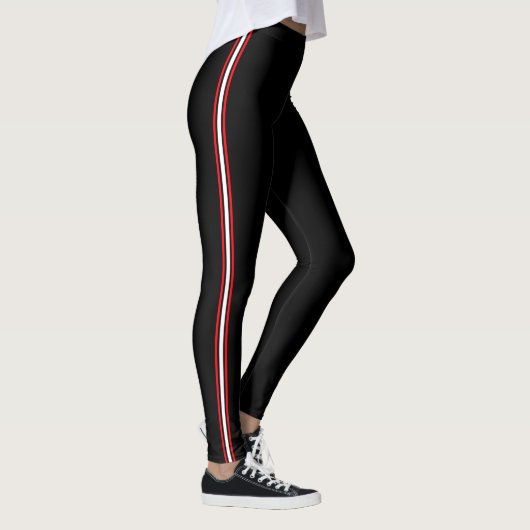 Leggings Sporty athlétique rayé rouge blanc noir (Droite)