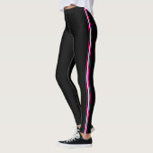 Leggings Sporty athlétique rayée rose chaud noir (Gauche)