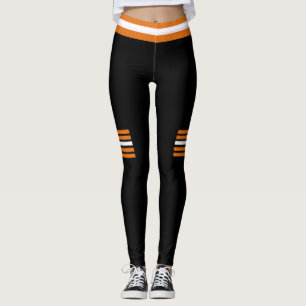 Leggings Sporty Orange Black & White Design