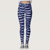 Leggings Spots et bandes 2 - Bleu et Blanc (Devant)