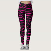 Leggings Spots et bandes 2 - Magenta et noir (Devant)