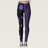 Leggings Spots et rayures en violet et noir (Devant)
