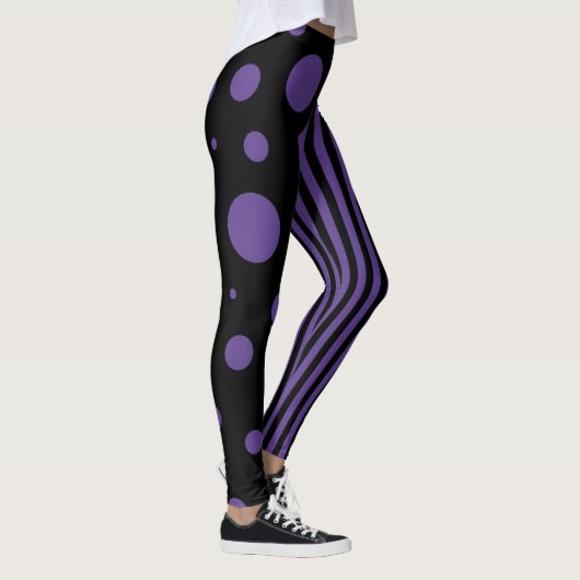 Leggings Spots et rayures en violet et noir (Droite)
