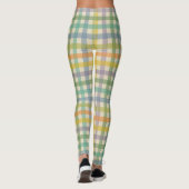 Leggings Spring Plaid Pattern in Orange Green and Brown (Dos)