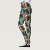 Leggings Springer Spaniel avec Roses de cœur Saint-Valentin (Gauche)