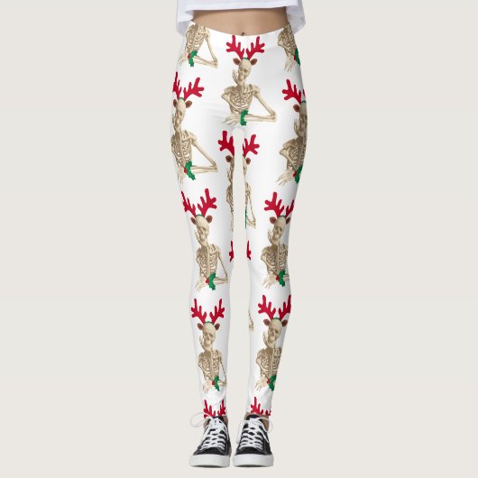 Leggings squelette de rennes de noël (Devant)