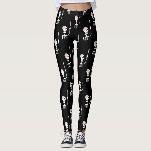 Leggings squelette d'Halloween avec une épée (Devant)