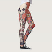 Leggings Squelette floral Halloween Crâne Ribcage (Droite)