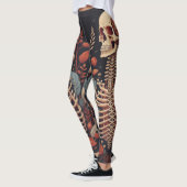 Leggings Squelette floral Halloween Crâne Ribcage (Gauche)