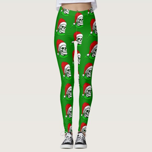 Leggings squelette gothique de Noël père Noël (Devant)