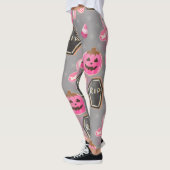 Leggings squelette rose mignon Halloween avec bonbon Leggin (Gauche)