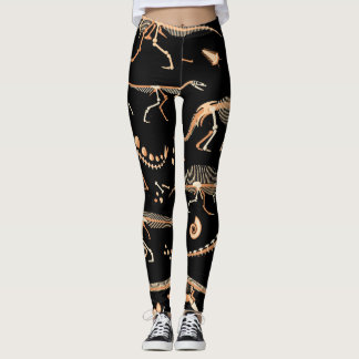 Leggings Squelettes de dinosaures, fossiles, motif vintage.