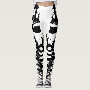 Leggings Squelettes d'image retournée blancs